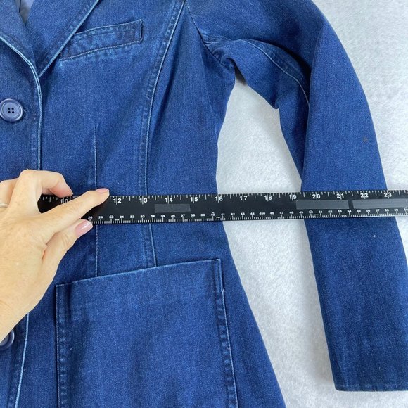NWOT Vintage LIZ CLAIBORNE Lizwear Women 2 Petite Blue Denim Lined Jacket Blazer - Picture 7 of 13